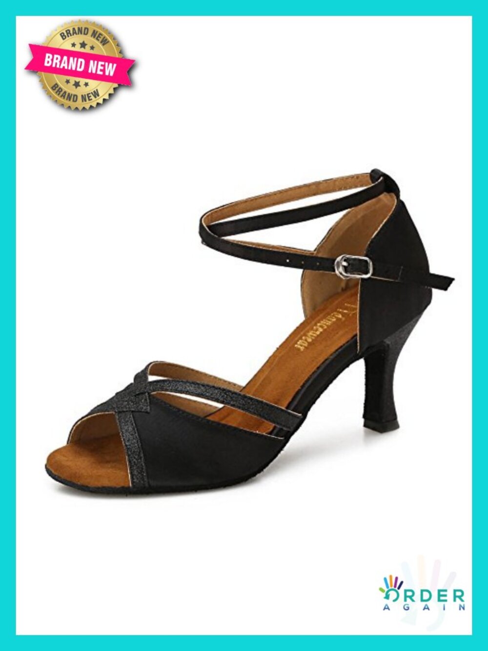 Women's Ballroom Dance Shoes Latin Salsa Sparkly Suede Sole 2.5" Heels